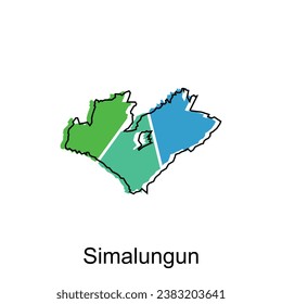 Map City of Simalungun, Map Province of North Sumatra illustration design, World Map International vector template with outline graphic sketch style isolated on white background
