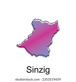 map City of Sinzig, World Map International vector design template