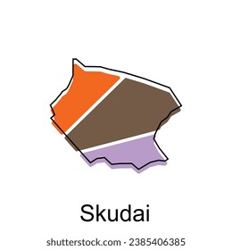 Mapa del diseño de vectores de la ciudad de Skudai, mapa de Malasia con fronteras, ciudades. elemento de tipo de registro para el diseño de plantillas