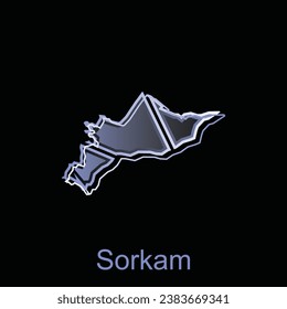 Map City of Sorkam logo design, Province Of North Sumatra, World Map International vector template with outline graphic sketch style