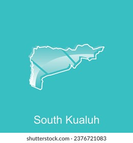 Mapa de la ciudad de Kualuh del Sur. mapa vectorial de la capital de la provincia de Sumatra del Norte Diseño colorido del país, plantilla de diseño de ilustración sobre fondo blanco
