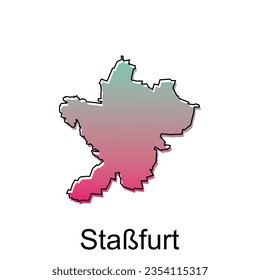 Map City of StaBfurt. vector map of German Country design template with outline graphic sketch style isolated on white background