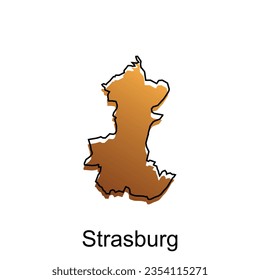 Map City of Strasburg. vector map of German Country design template with outline graphic sketch style isolated on white background