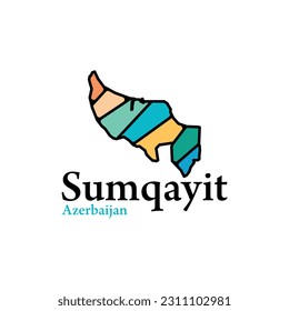 Map City Of Sumqayit Azerbaijan Logo Design Template, logo design vector. Azerbaijan map