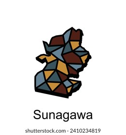 Map City of Sunagawa design illustration, vector symbol, sign, outline, World Map International vector template on white background