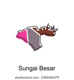 Map City of Sungai Besar vector design, Malaysia map with borders, cities. logotype element for template design