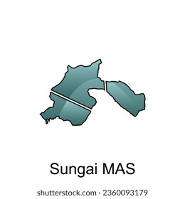 map City of Sungai Mas vector design template, Indonesia Map with states and modern round shapes