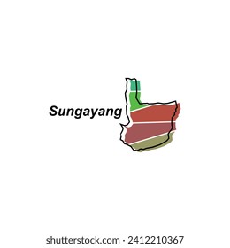 Map City of Sungayang World Map International vector template with outline, graphic sketch style isolated on white background