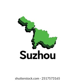 Map City of Suzhou - administrative map vector design, logotype element for template