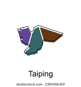 Mapa de la ciudad de Taiping diseño de vectores, mapa de Malasia con fronteras, ciudades. elemento de tipo de registro para el diseño de plantillas