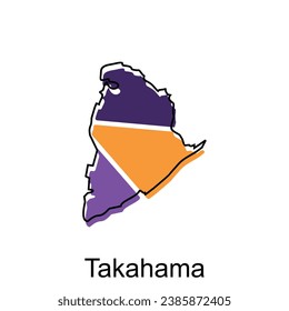 Map City of Takahama design, High detailed vector map - Japan Vector Design Template