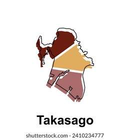 Map City of Takasago design illustration, vector symbol, sign, outline, World Map International vector template on white background