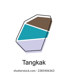 Map City of Tangkak vector design, Malaysia map with borders, cities. logotype element for template design
