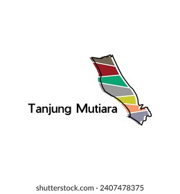 map City of Tanjung Mutiara vector design template, national borders map of Indonesia country illustration design