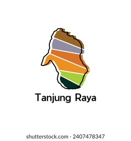 map City of Tanjung Raya vector design template, national borders map of Indonesia country illustration design