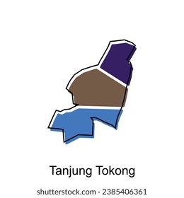 Mapa Ciudad de Tanjung Diseño vectorial Tokong, Mapa de Malasia con fronteras, ciudades. elemento de tipo de registro para el diseño de plantillas