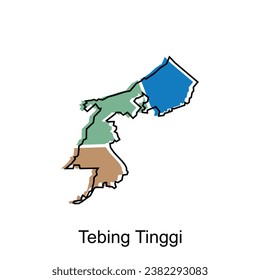 Map City of Tebing Tinggi, Map Province of North Sumatra illustration design, World Map International vector template with outline graphic sketch style isolated on white background