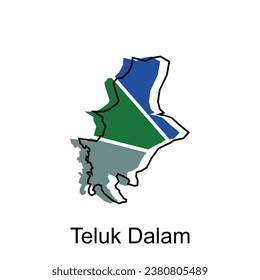 mapa de la ciudad de Teluk Dalam Mapa mundial Vector internacional con plantilla de diseño de esquema, adecuado para su empresa