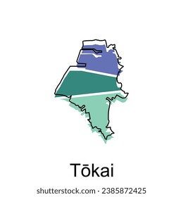 Mapa de la ciudad de diseño de Tokai, Mapa vectorial detallado de la plantilla de diseño de vectores de Japón, adecuado para su empresa