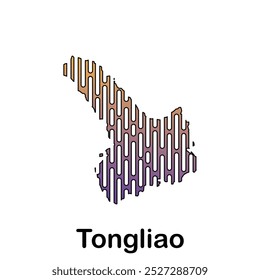 Map City of Tongliao Tech Logo Vector Design Illustration, modern technology connection logo design template