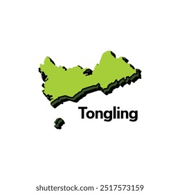 Map City of Tongling, vector with shadow design style, Map of China Country simple design template