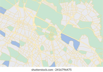 Map of City. Town streets and road with land, park and river. Downtown and city  gps navigation plan. Editable vector street map of town. Vector.