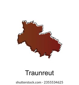 Map City of Traunreut, World Map International vector template with outline illustration design, suitable for your company