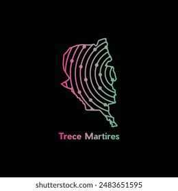 Mapa Ciudad de Trece Martires. Mapa Vector de Filipinas Country. Bordes de para su diseño con Plantilla de diseño de tecnología de estilo de línea y punto