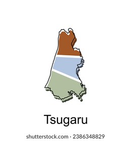 Mapa de diseño de ciudad de Tsugaru, mapa vectorial detallado - Plantilla de diseño de vectores de Japón