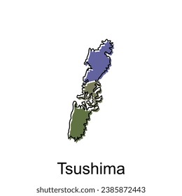 Map City of Tsushima design, High detailed vector map - Japan Vector Design Template