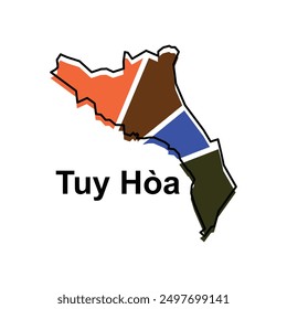 Map City of Tuy Hoa vector design template, World Map International vector template with outline graphic sketch style isolated on white background