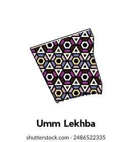 map City of Umm Lekhba vector, national borders and important cities illustration, map style with polygon colorful design template