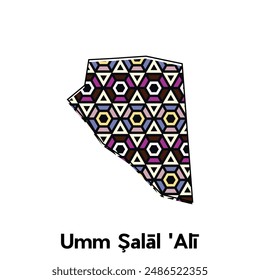 map City of Umm Salal Ali vector, national borders and important cities illustration, map style with polygon colorful design template