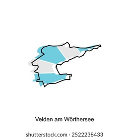 Mapa Cidade de Velden am Worthersee Design de Ilustração, World Map International vetor moderno e simples, elemento de logotipo para modelo