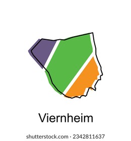 Map city of Viernheim illustration design template, geometric colorful modern design