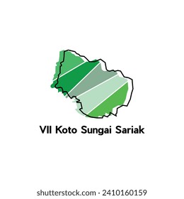 Karte Stadt VII Koto Sungai Sariak, Weltkarte Land Indonesiens, Vektorgrafik-Vorlage mit Umriss, grafischer Skizzenstil einzeln auf weißem Hintergrund