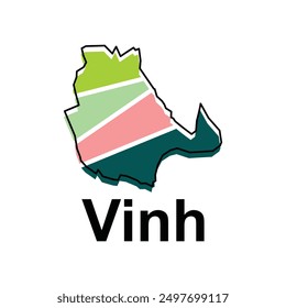 Mapa Plantilla de diseño de Vector de la ciudad de Vinh, Plantilla de Vector internacional del mapa mundial con estilo de boceto gráfico de contorno aislado sobre fondo blanco