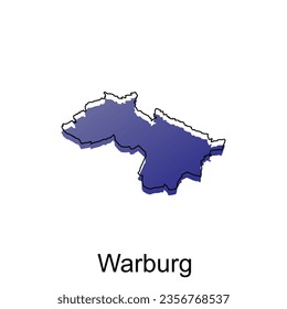 Map City of Warburg, World Map International vector template with outline illustration design