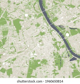 map of the city of of Warsaw, Poland