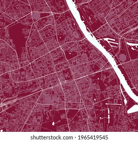 map of the city of of Warsaw, Poland