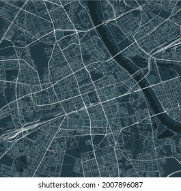 map of the city of of Warsaw, Poland