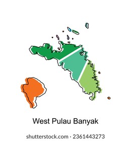 Map City of West Pulau Banyak, World Map International vector template with outline graphic sketch style on white background