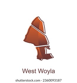 map City of West Woyla vector design template, Indonesia Map with states and modern round shapes