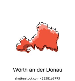 Map City of Worth an der Donau, World Map International vector template with outline illustration design