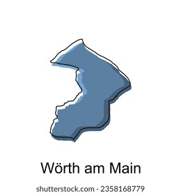 Map City of Worth am Main, World Map International vector template with outline illustration design