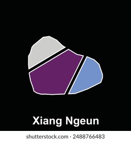 Map City of Xiang Ngeun design template, World Map International vector template with outline graphic sketch style isolated on black background