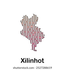 Karte Stadt Xilinhot Tech Logo Vektor Design Illustration, moderne Technologie Verbindung Logo Design-Vorlage