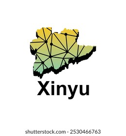 Map City of Xinyu vector design template, national borders and important cities illustration