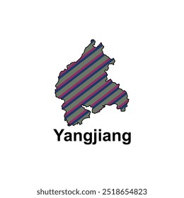 Map City of Yangjiang, administrative division of China Country strip color style. Vector illustration design template