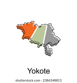 Map City of Yokote design, High detailed vector map - Japan Vector Design Template